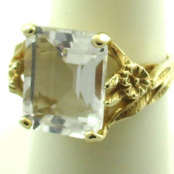 14K Yellow Gold White Quartz Ring - Size 5 - Picture 11 of 13